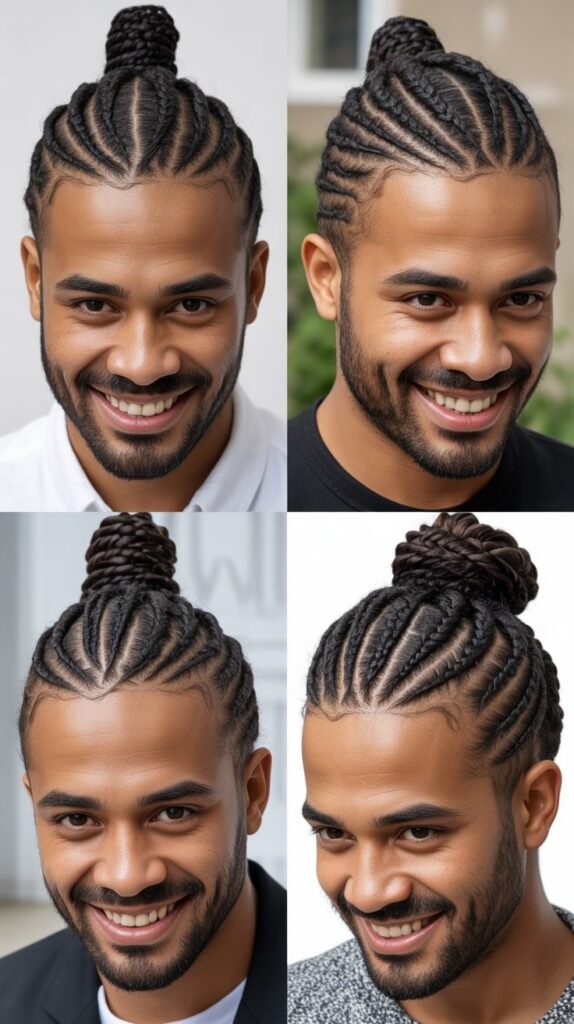 Cornrows with Braided Man Bun