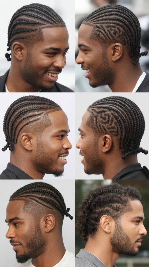 Feed-In Cornrows with Natural Taper