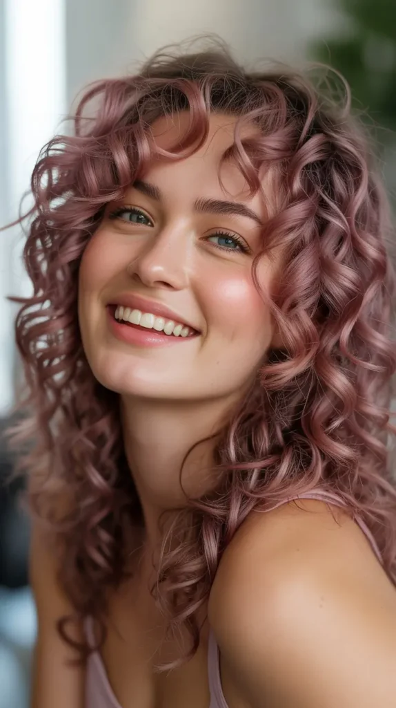 Mauve Pink Bouncy Curls
