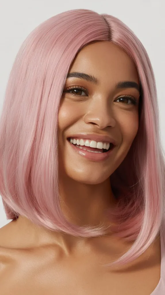 Straight Dusty Pink Wig