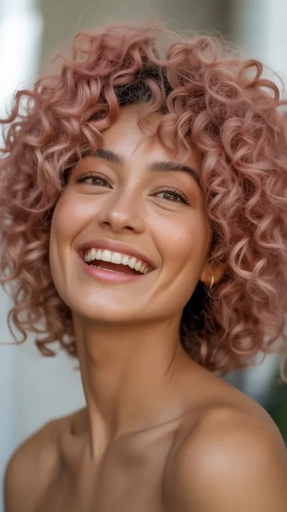 Dusty Pink Afro Curls