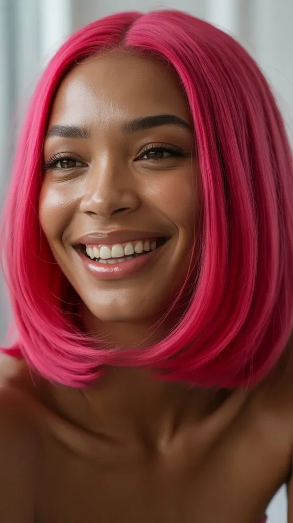 Fuchsia Pink Shoulder Length Wig