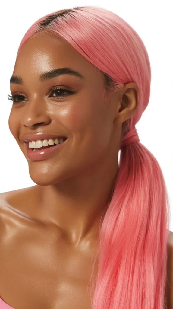Bubblegum Pink Sleek Ponytail Wig