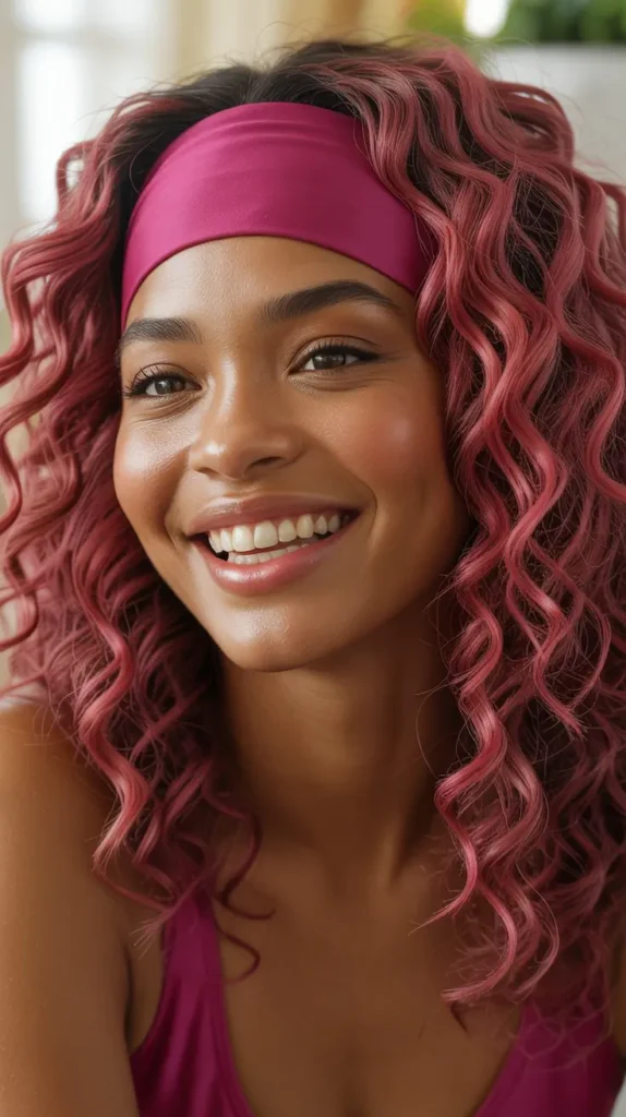 Dark Pink Headband Wig