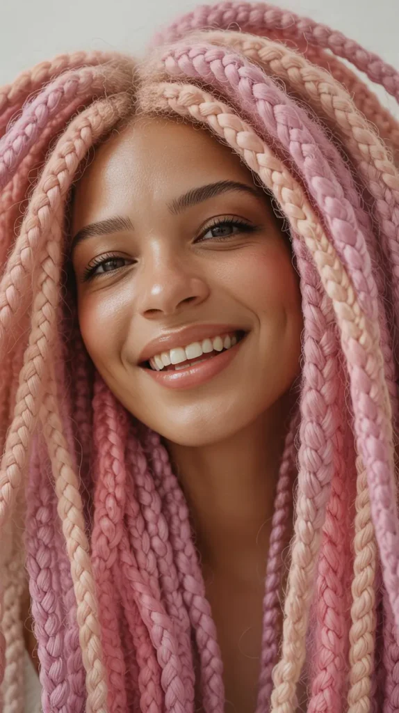 Rose Pink Crochet Wig