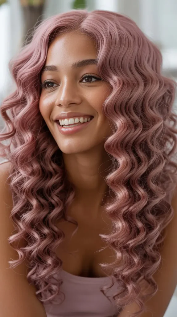 Mauve Pink Deep Wave Wig