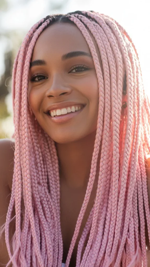 Pastel Pink Box Braid Wig