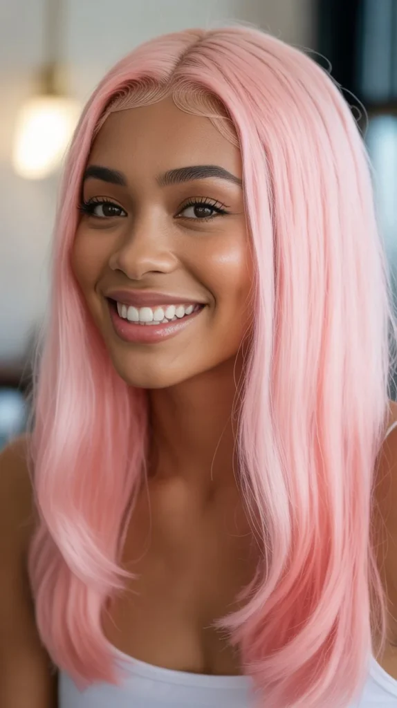 Baby Pink Straight Lace Front Wig