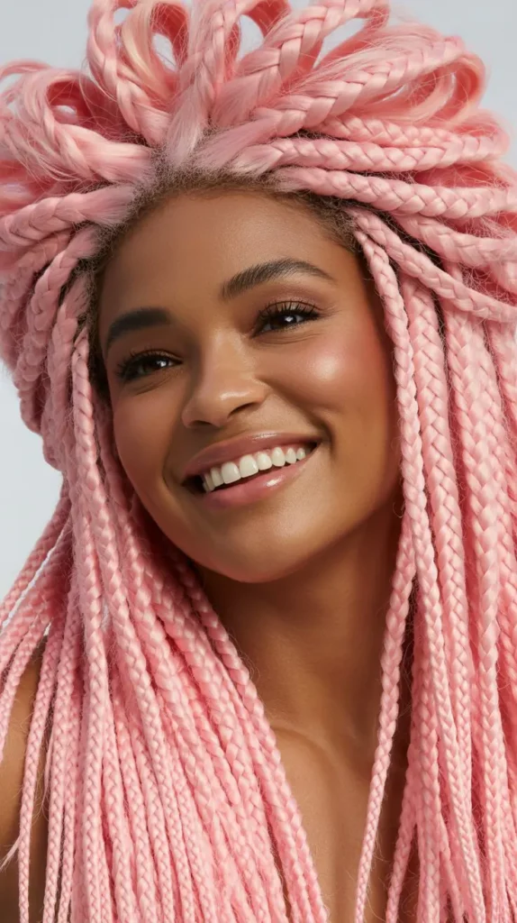 Pink Braided Updo Wig