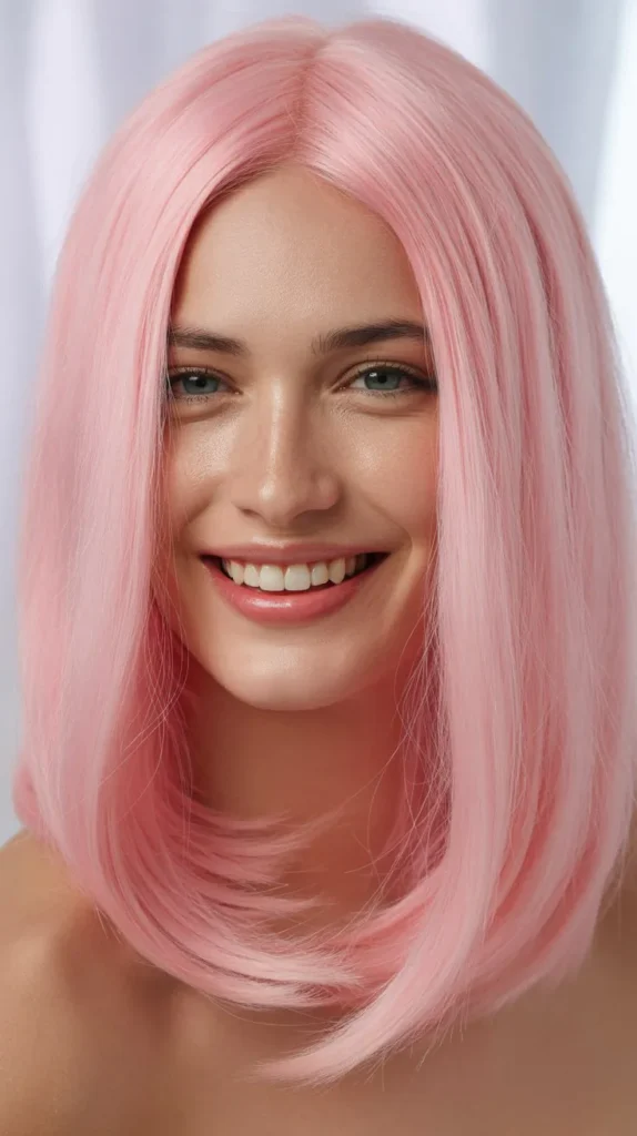 Straight Light Pink Wig (Ice Pink)