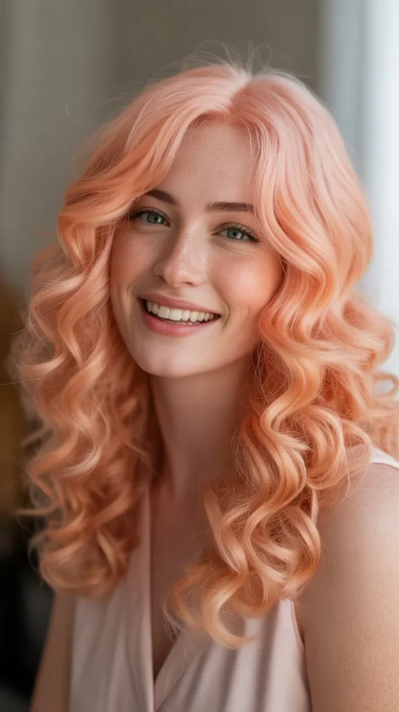 Peach Pink Loose Curl Wig