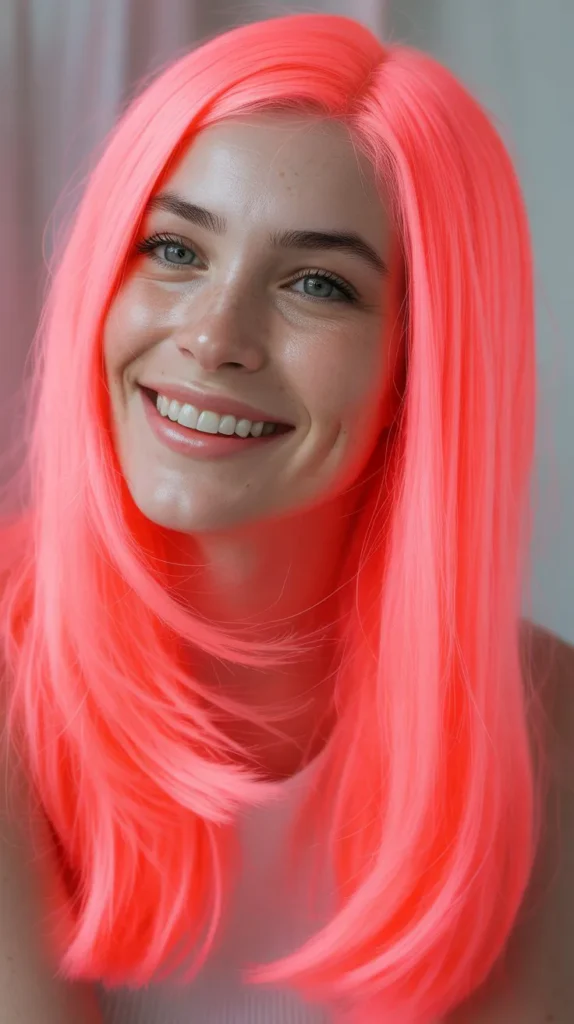 Neon Pink Straight Wig