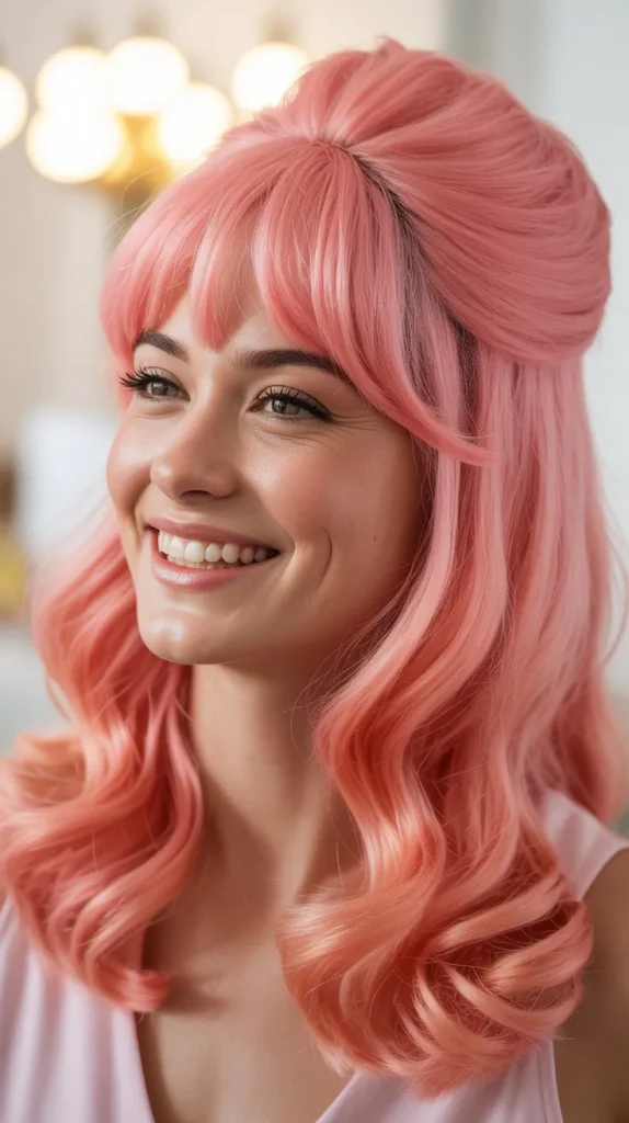 🌟 Strawberry Pink Half Up Half Down Wig