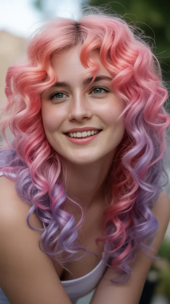 Cotton Candy Pink and Lavender Curls