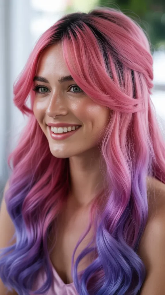 💜 Pink and Purple Half Up Half Down Wig