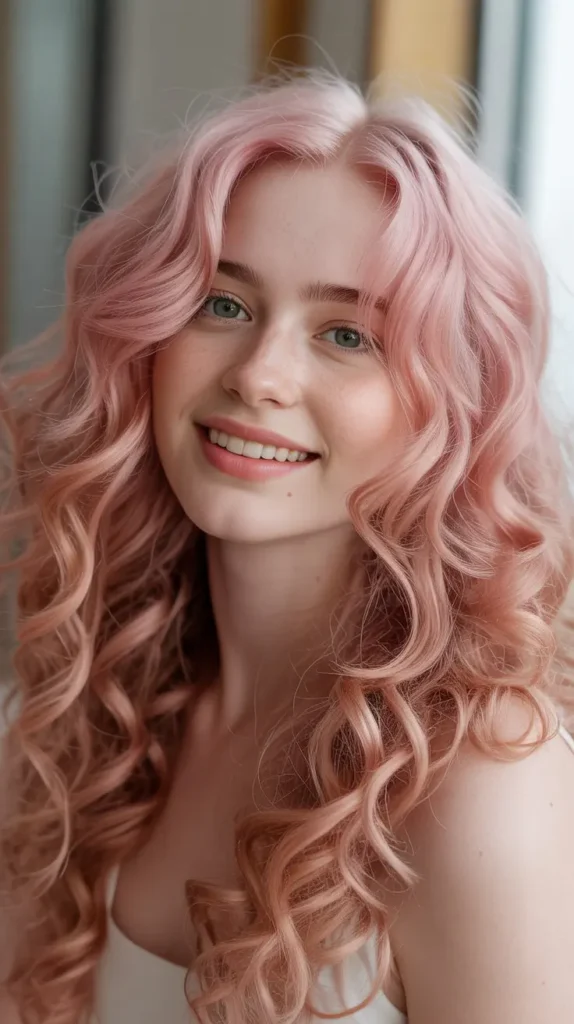 Pastel Pink Wavy Curls