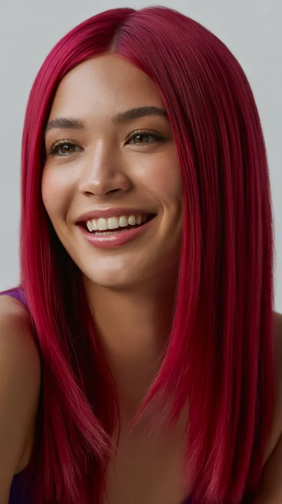 Deep Magenta Straight Wig