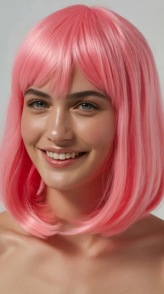 Straight Bubblegum Pink Wig