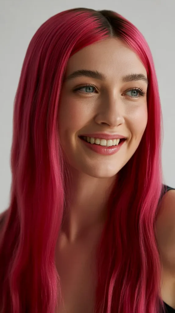 Straight Deep Pink (Fuchsia) Wig