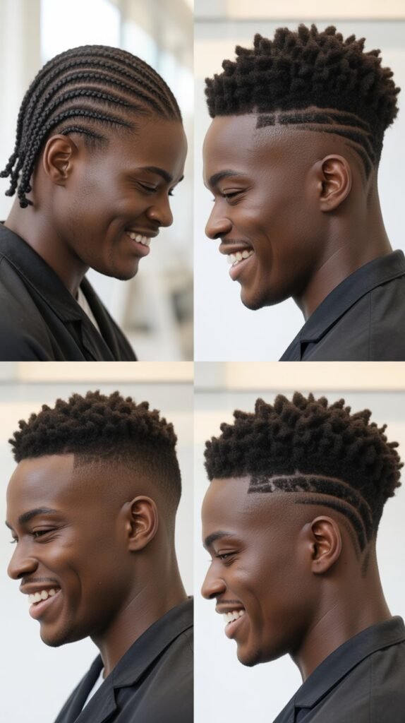 Mohawk Cornrows With Shadow Fade