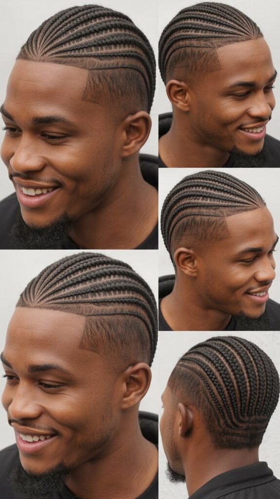 Cornrows with Temple Fade