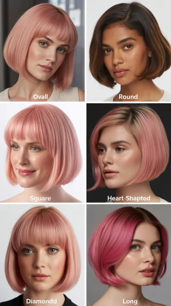 Pink Bob Wig for Different Face Shapes