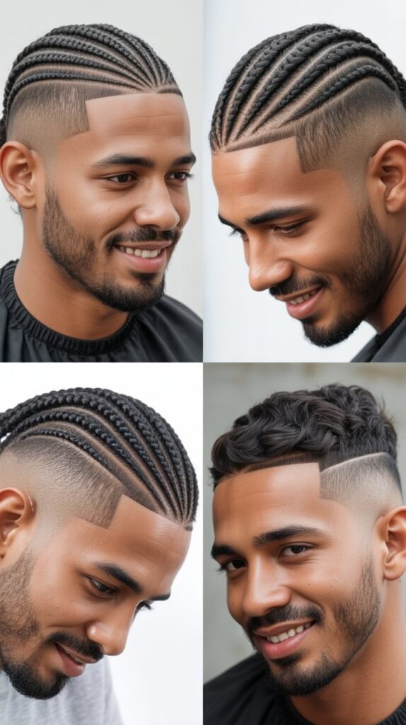 Cornrow Combover With Low Fade