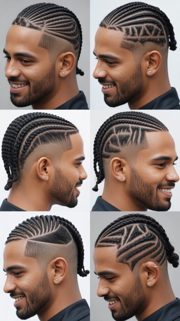 Matrix Cornrows With Burst Fade