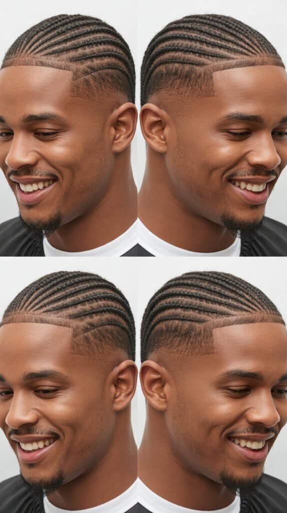 Classic Straight-Back Cornrows With Low Fade