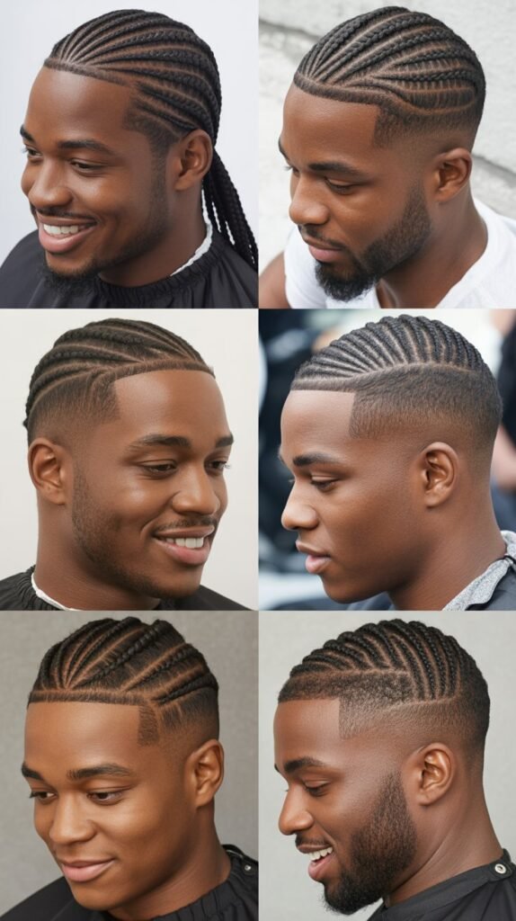 Box Section Cornrows With Drop Fade