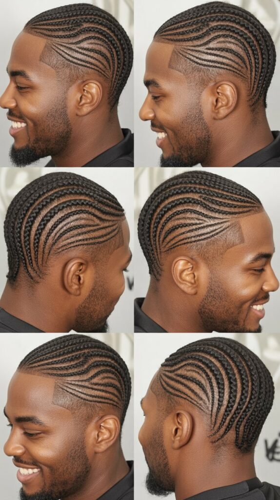 Infinity Pattern Cornrows With Fade