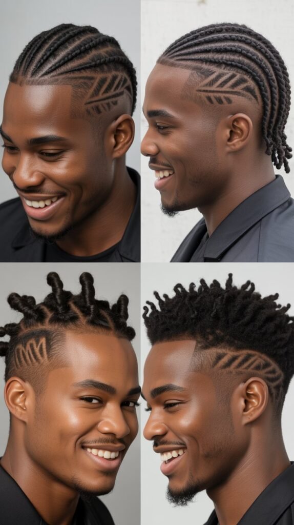 Cornrows with Shaved Designs