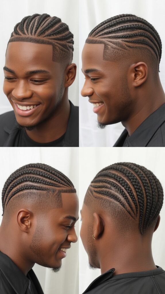 Cornrow Taper With Edge Design
