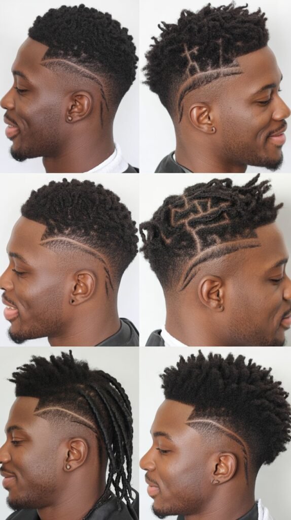 Braided Temple Fade With Design Line