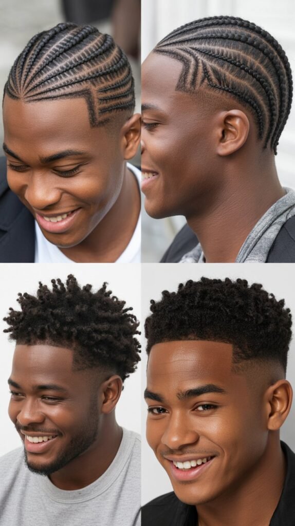 Temple Fade With Zig-Zag Cornrow Design