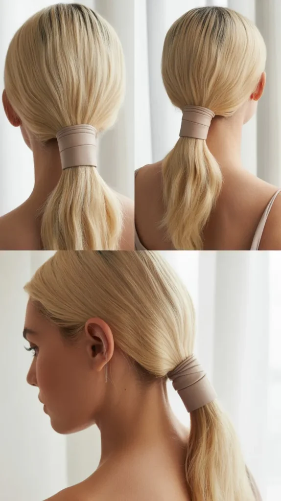 Sleek Low Ponytail with a Wrap
