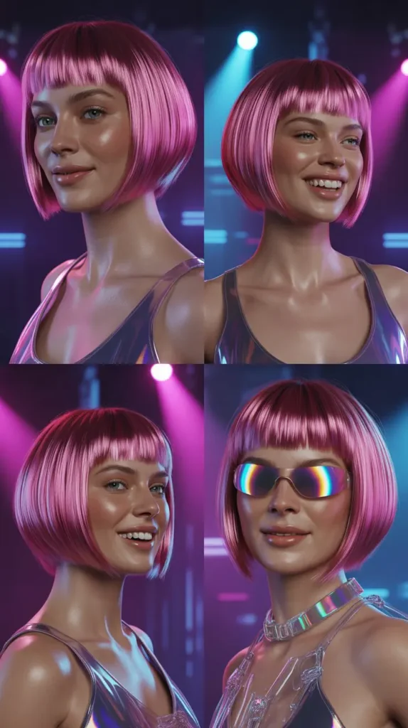 Metallic Pink Short Wig