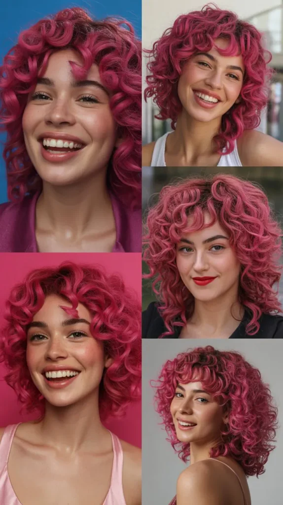 Curly Pink Wig Ponytail