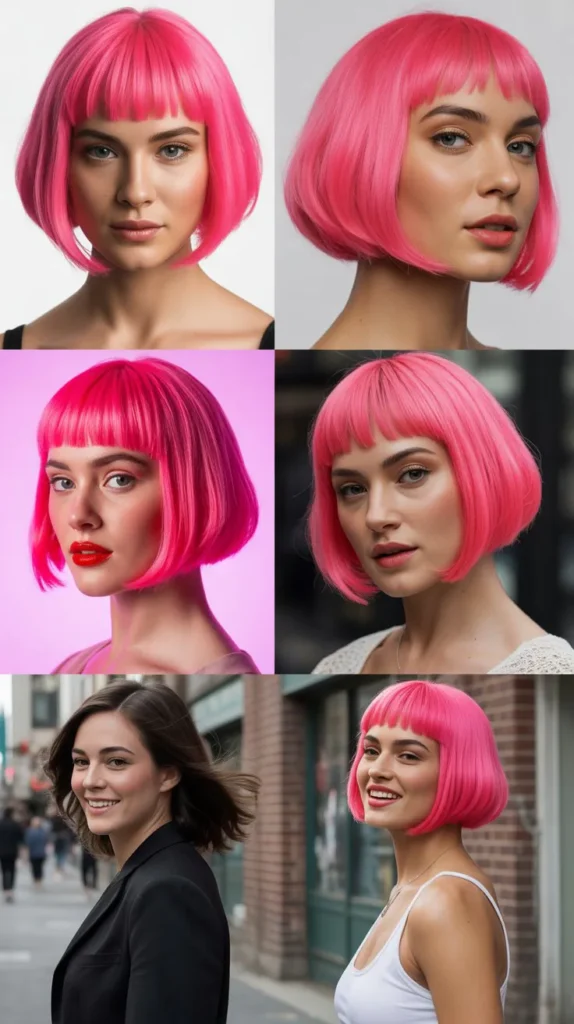 Hot Pink Bob Wig