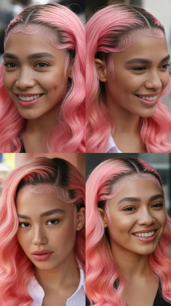 Pink Wig Ponytail with Baby Hairs