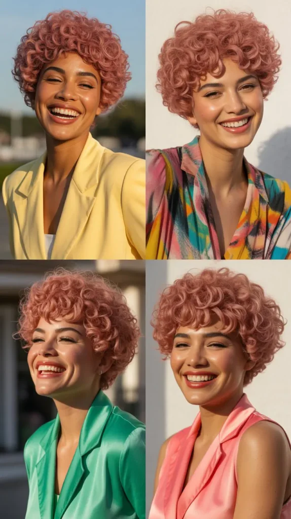 Pink Afro-Textured Short Wig