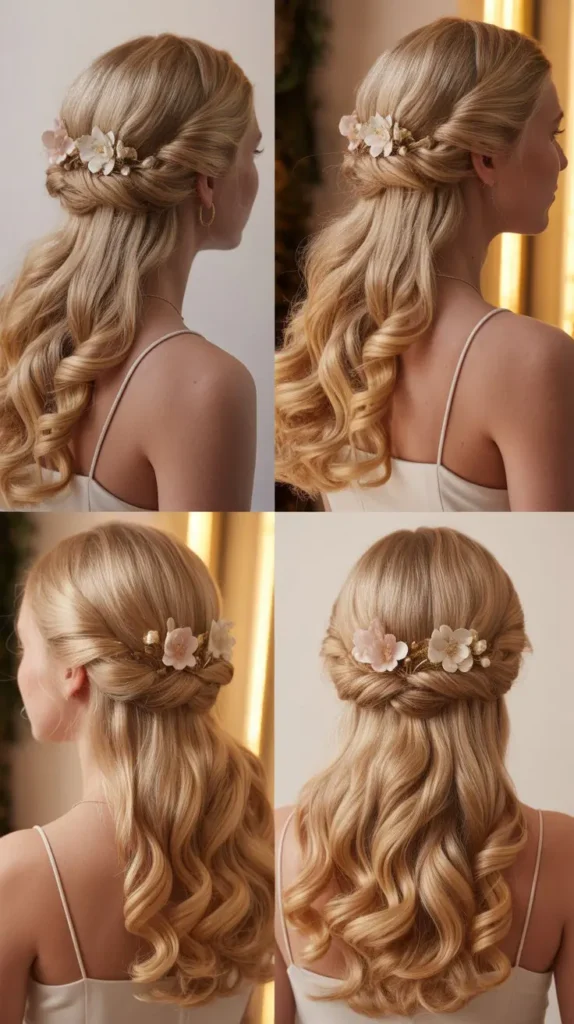 Twisted Half Updo with Curls