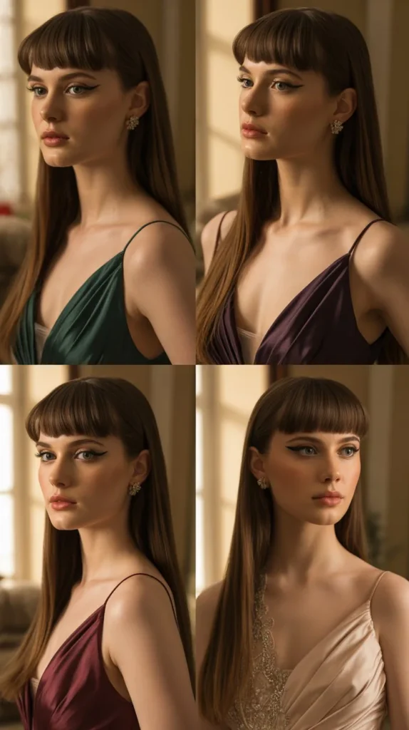 Straight Hair with Curtain Bangs