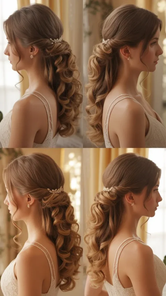 Soft Romantic Curls with a Half-Up Half-Down Style