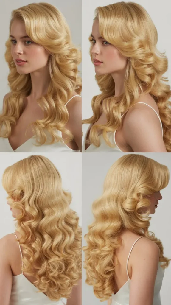 Voluminous Curls with a Side Part