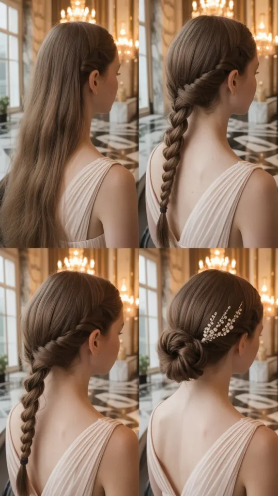 French Braid into Low Bun