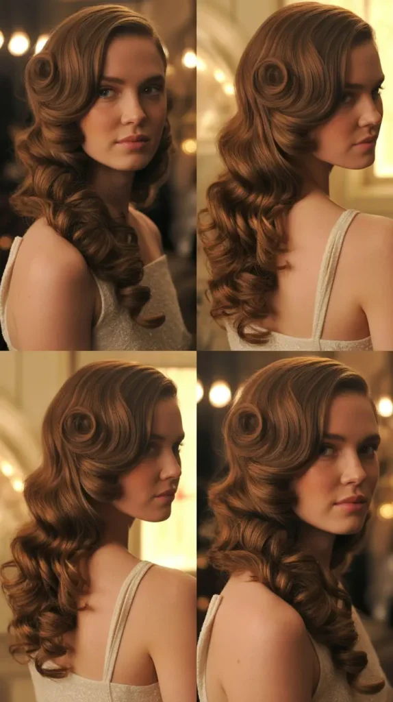 Side-Swept Curls with a Deep Part