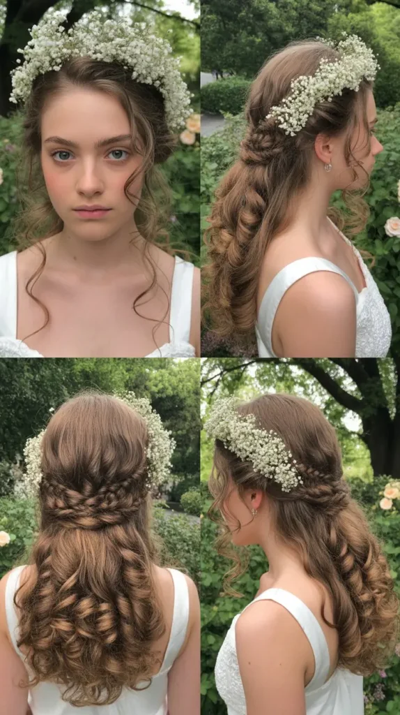 Half-Up with Baby's Breath Flowers