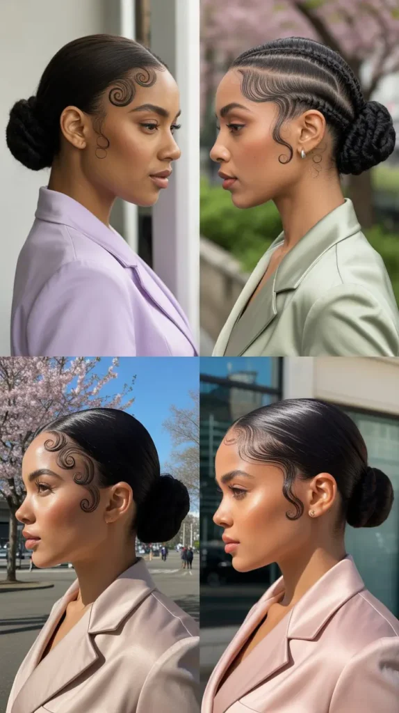  Sleek Low Bun with Laid Edges