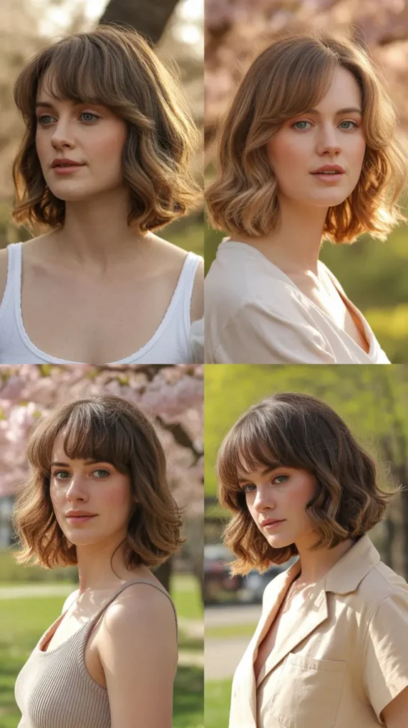 Soft Curtain Bangs with Loose Waves